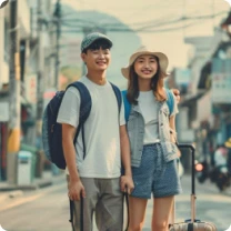 Different traveller types – business, family, solo, and budget travellers covered by Etiqa TripCare360.