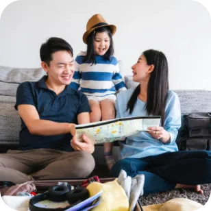 Different traveller types – business, family, solo, and budget travellers covered by Etiqa TripCare360.